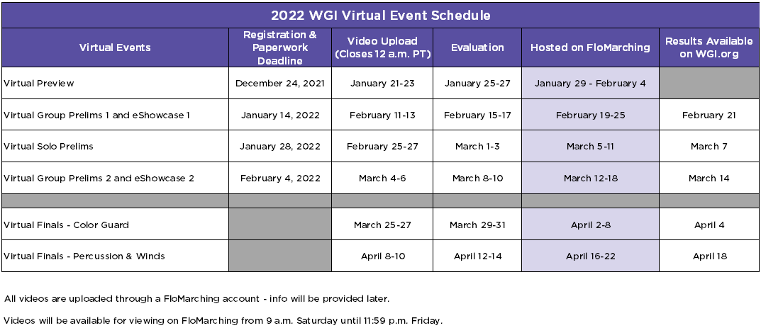 Wgi 2022 Schedule 2022 Wgi Virtual Events - Wgi